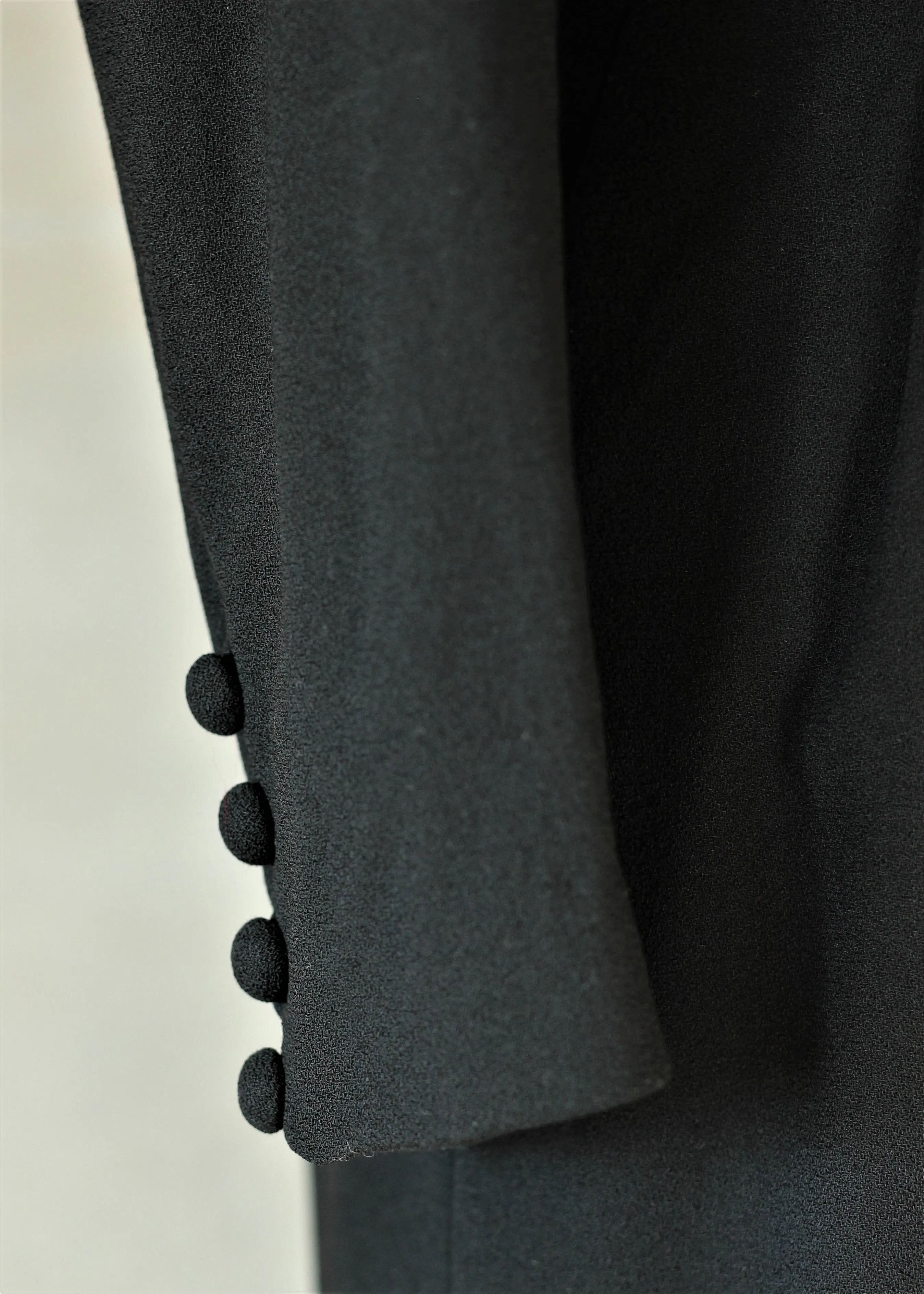 1940s 1950s Black Wool Crepe Dress//Size M/L