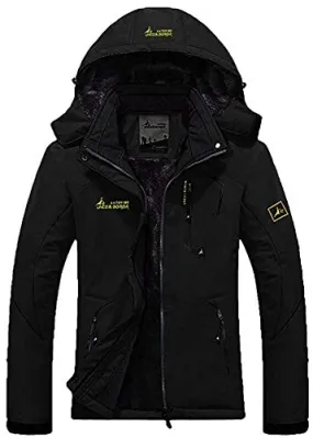 AbelWay Women's Outdoor Mountain Waterproof Windproof Fleece Ski Hooded Jacket Rain Coat(Black,S)