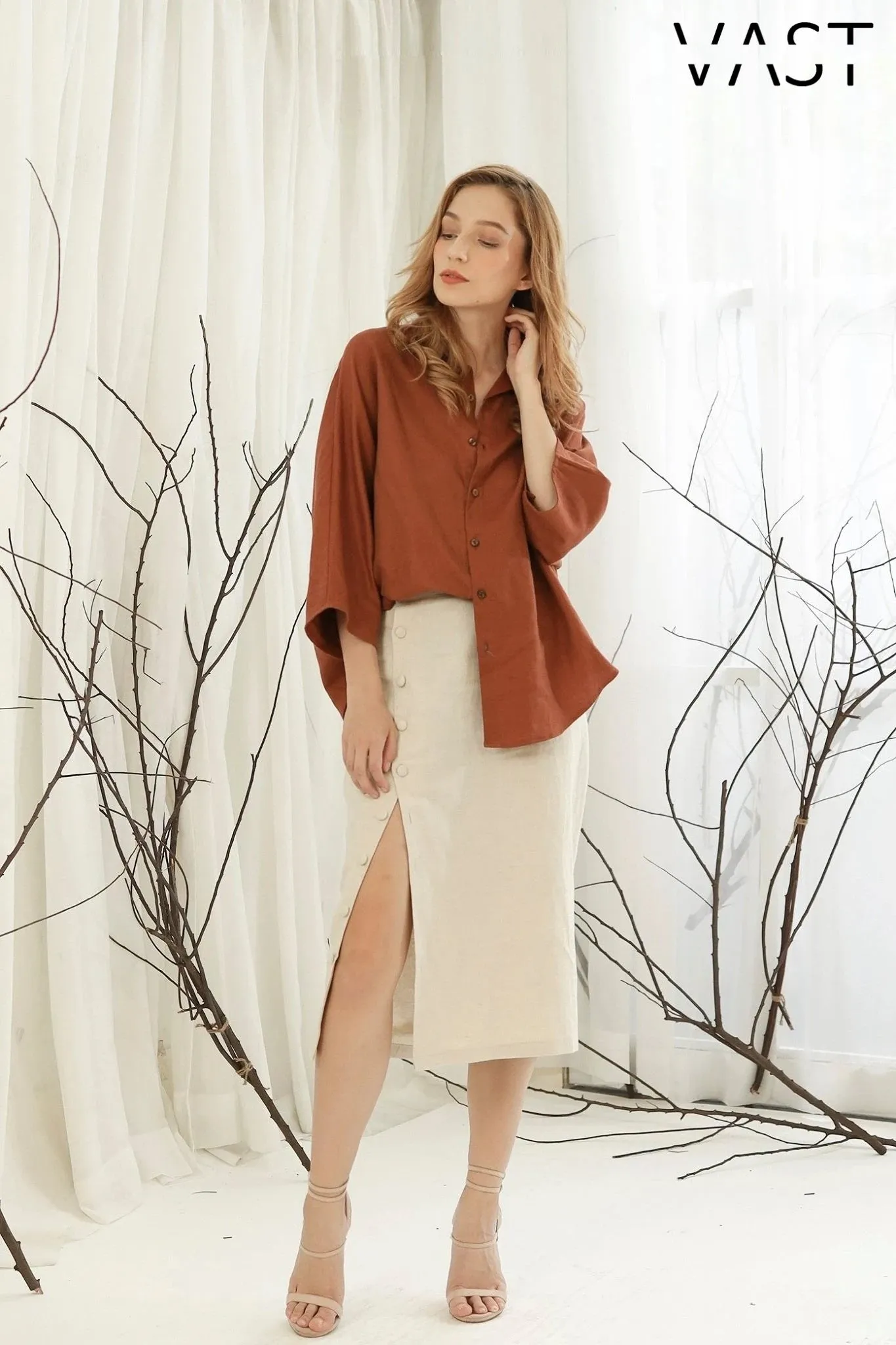 Alessia Linen Midi Skirt