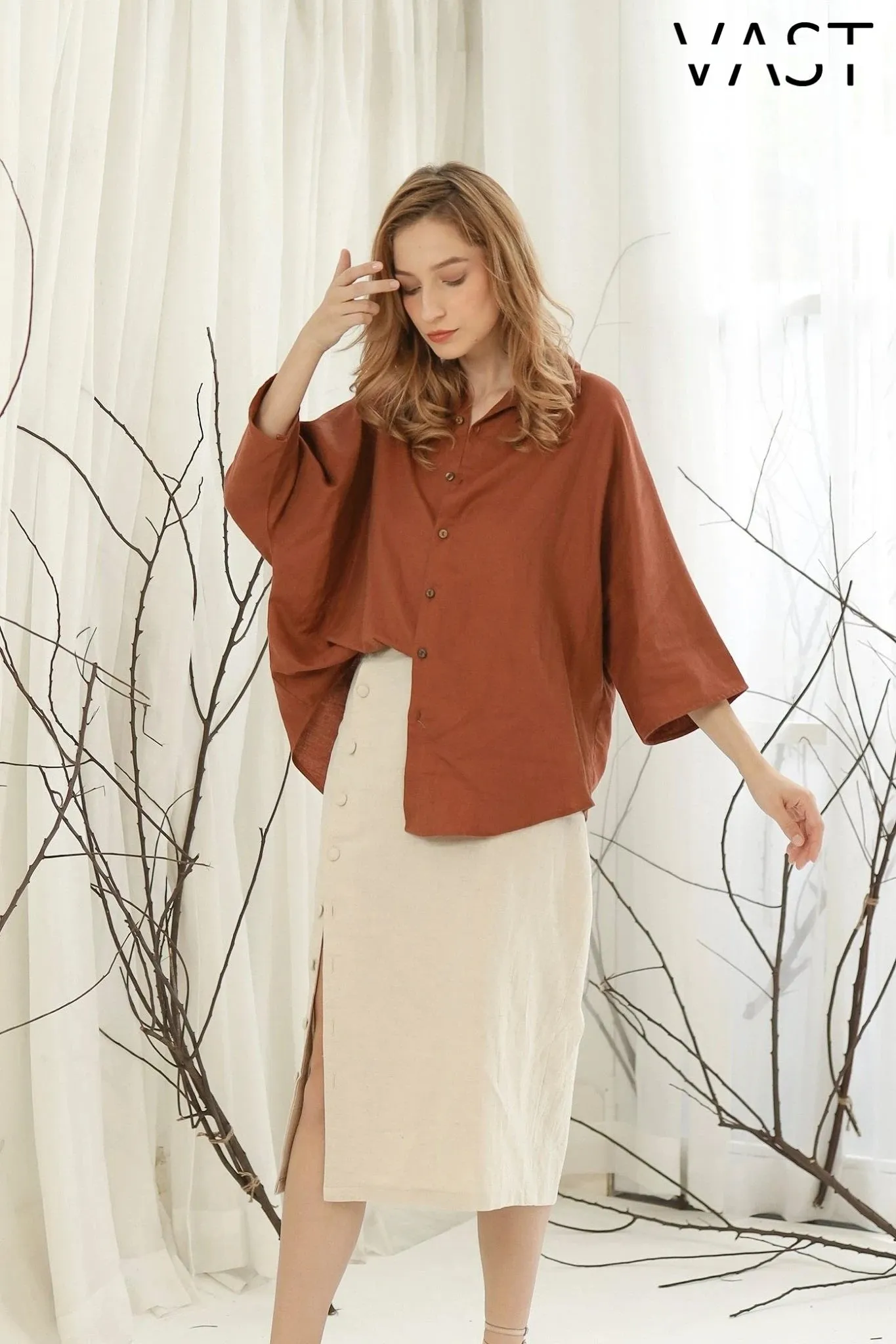 Alessia Linen Midi Skirt
