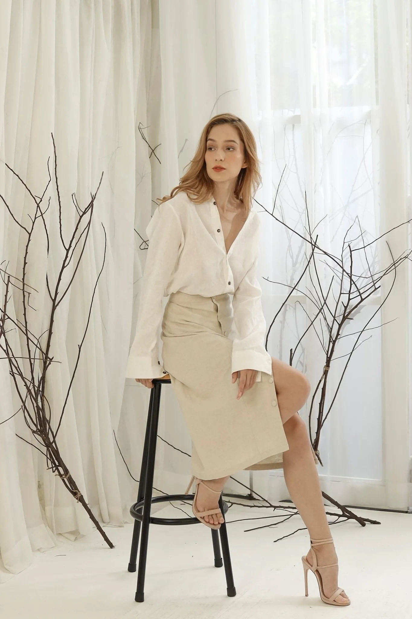 Alessia Linen Midi Skirt