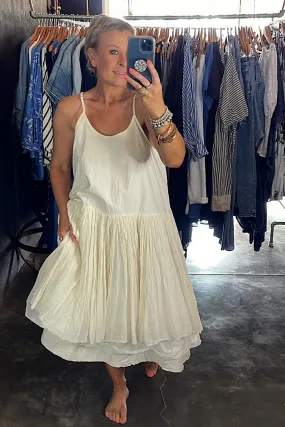 AMELIE SHORT TUTU SLIP DRESS - WARM WHITE