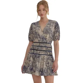 Antique Print Mini Dress