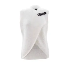 Asymmetrical Eyelash Vest w/ Buckle