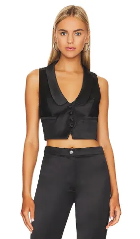 Bardot Nyah Satin Vest in Black