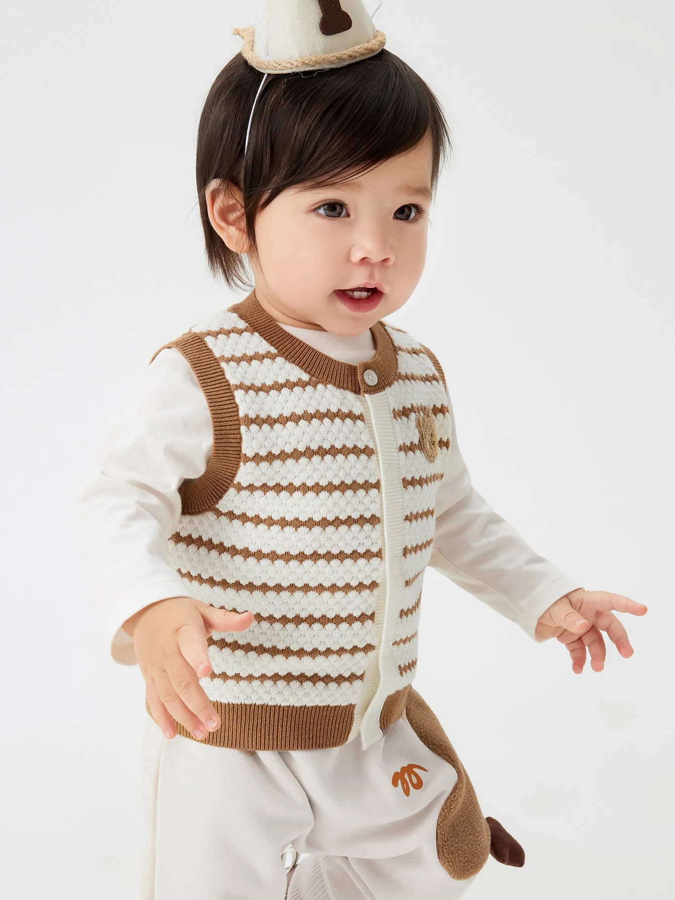 Boy Baby Clothes Stripe Coffee Hue Vest