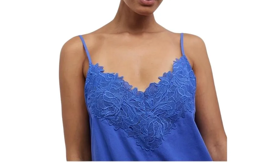 CAMILLA AND MARC Sable Mini Dress | Iris/Blue, Cotton, Lace Trim, Relaxed Slip