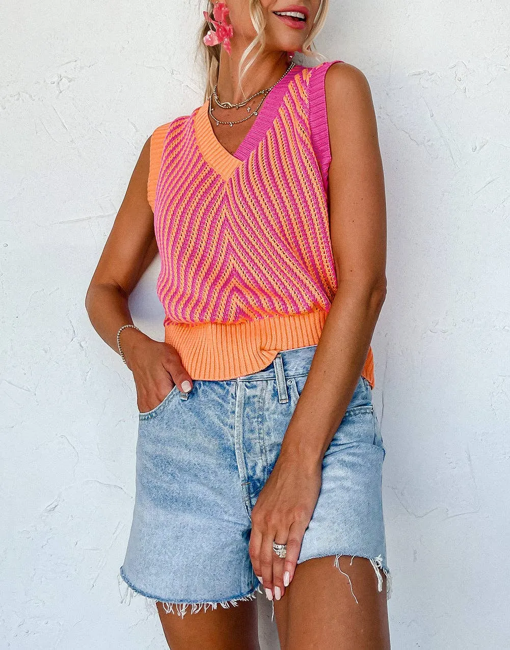 Connie Chevron Knit Sweater Vest