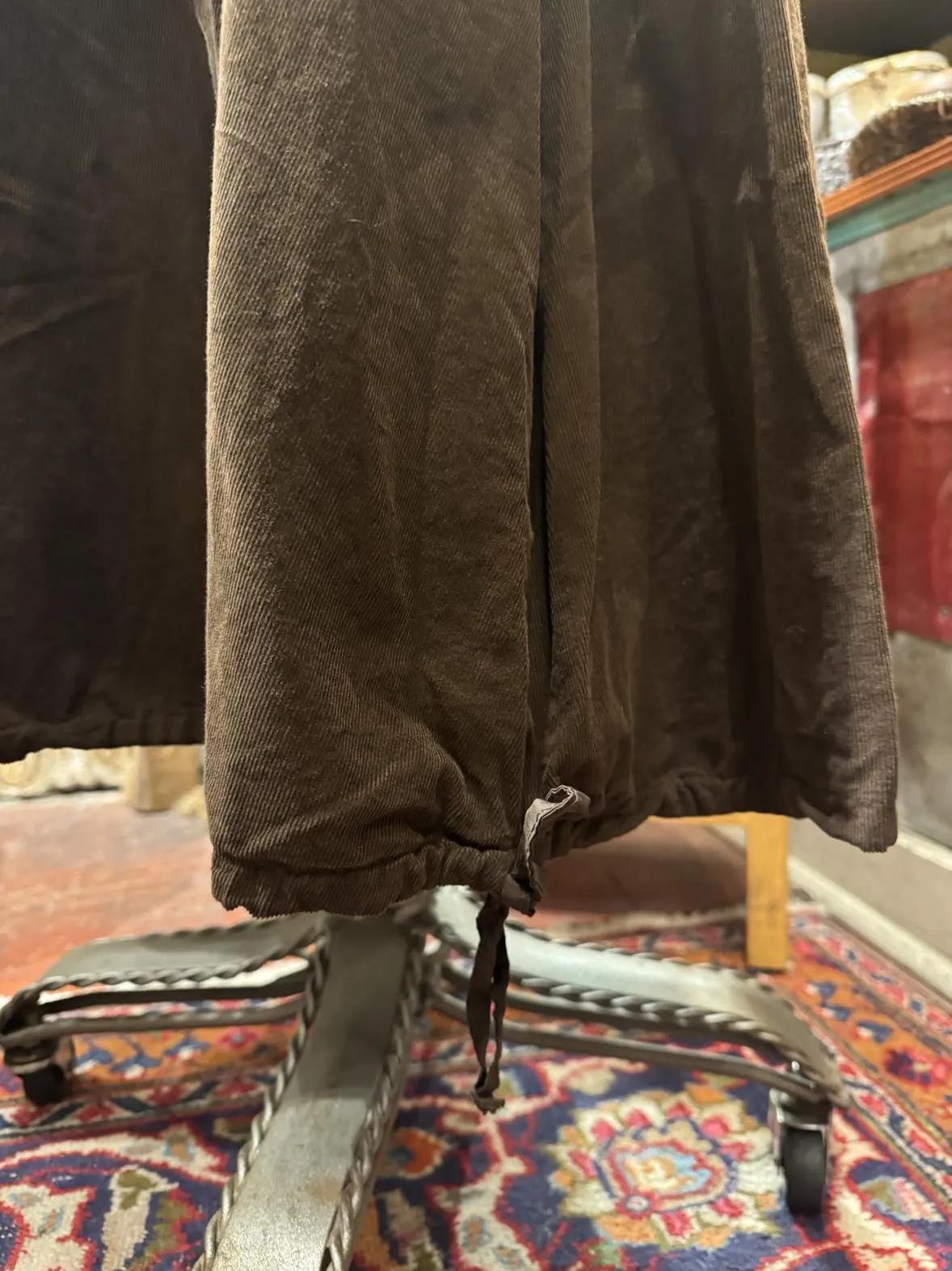Corduroy Drawstring Hem Skirt-Brown