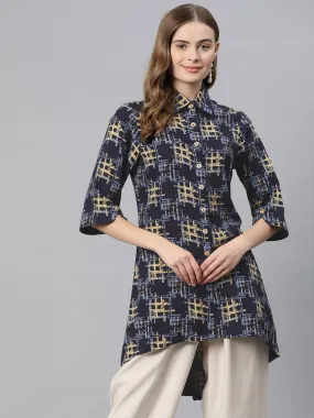 Cottinfab Abstract Print High-Low Longline Top