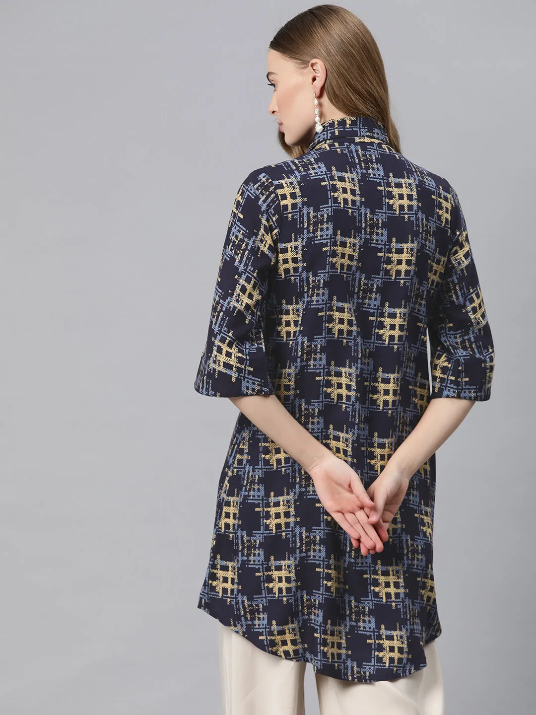 Cottinfab Abstract Print High-Low Longline Top
