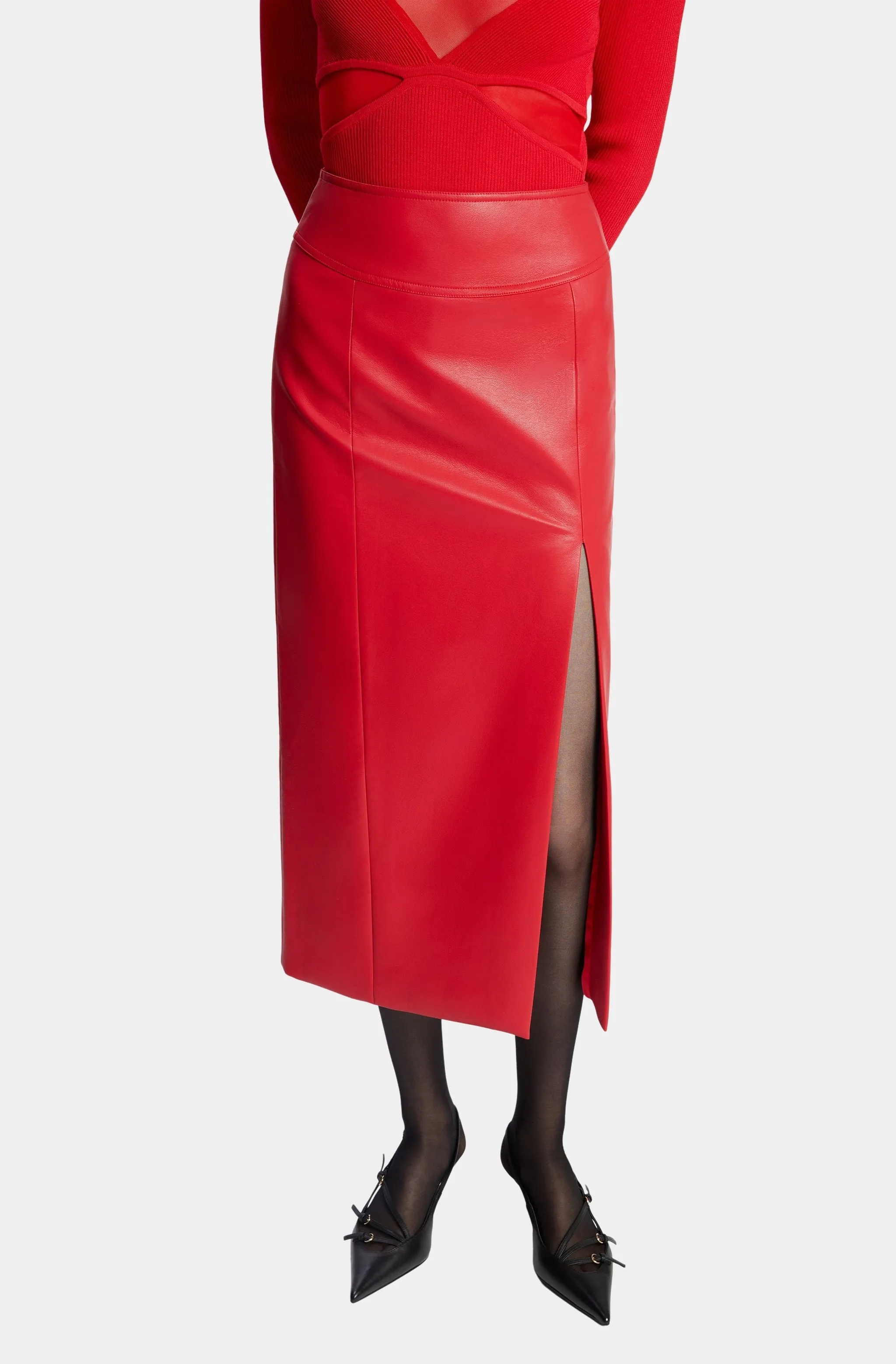 Dante Vegan Leather Midi Skirt