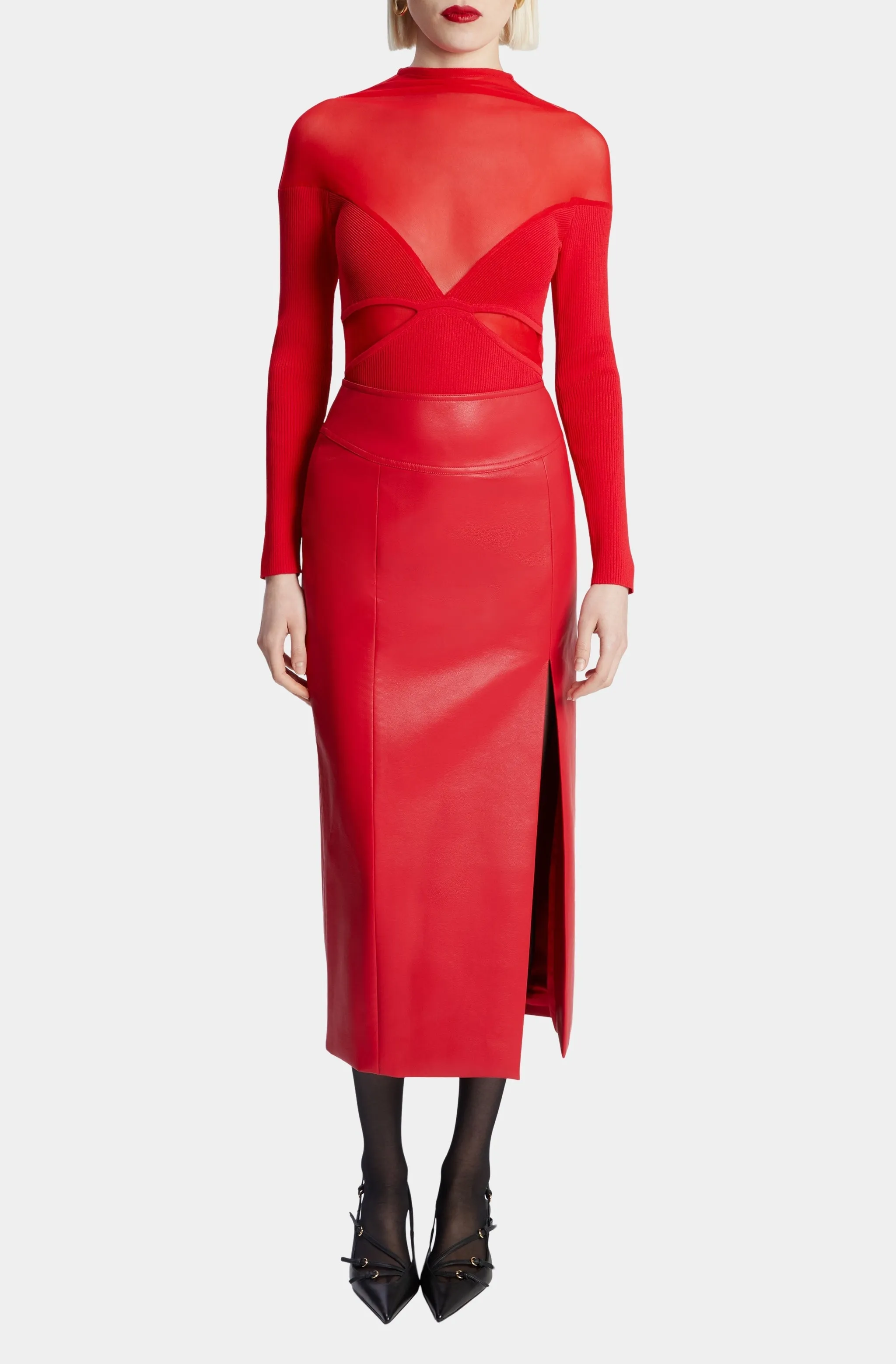 Dante Vegan Leather Midi Skirt