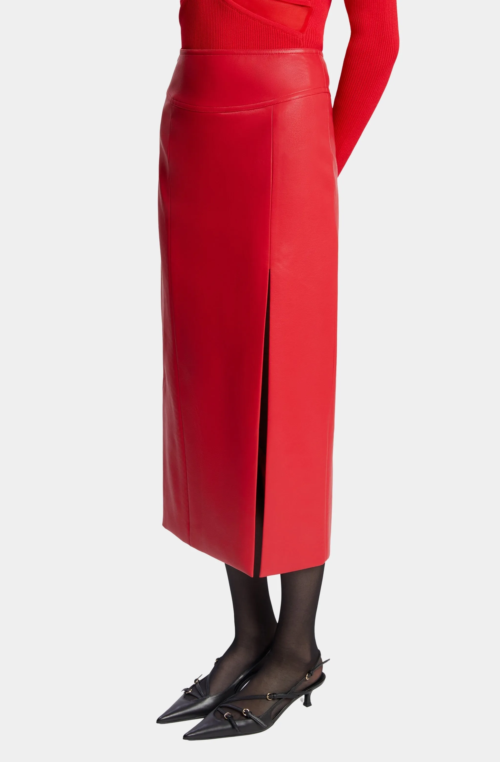 Dante Vegan Leather Midi Skirt