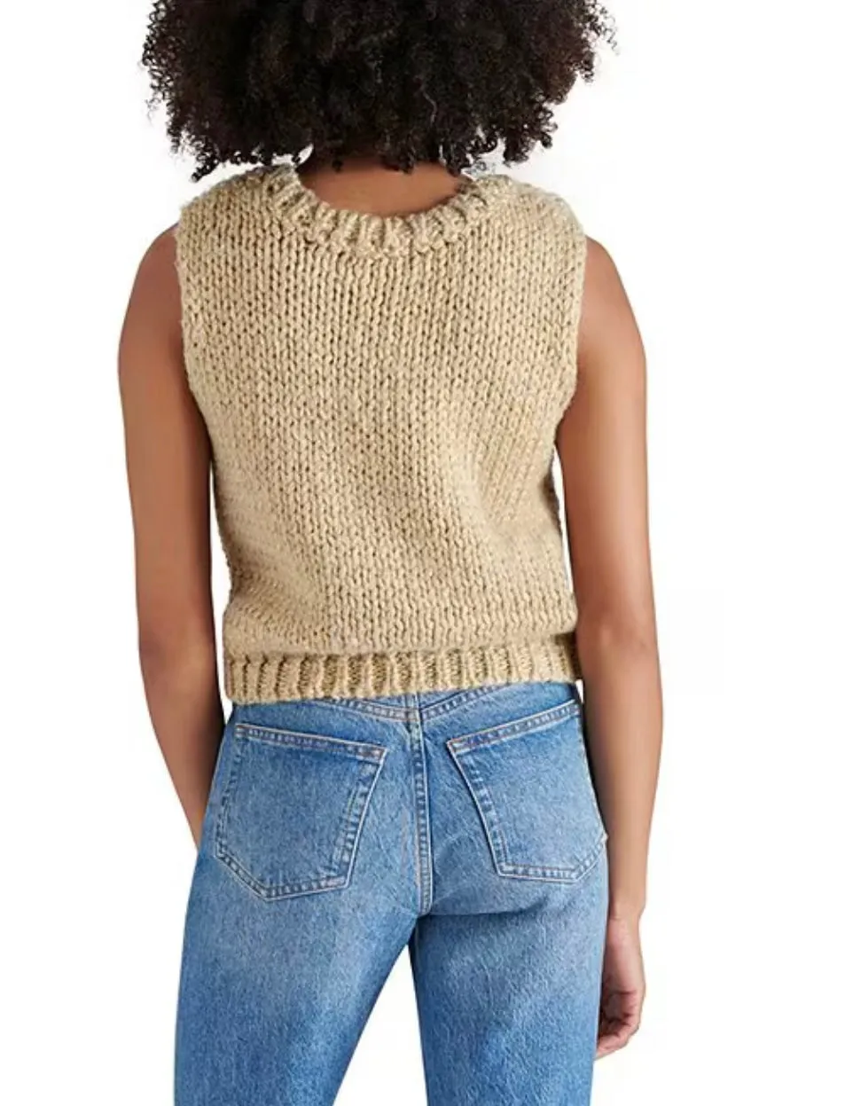 Eleny Metallic Crew Neck Sweater Vest
