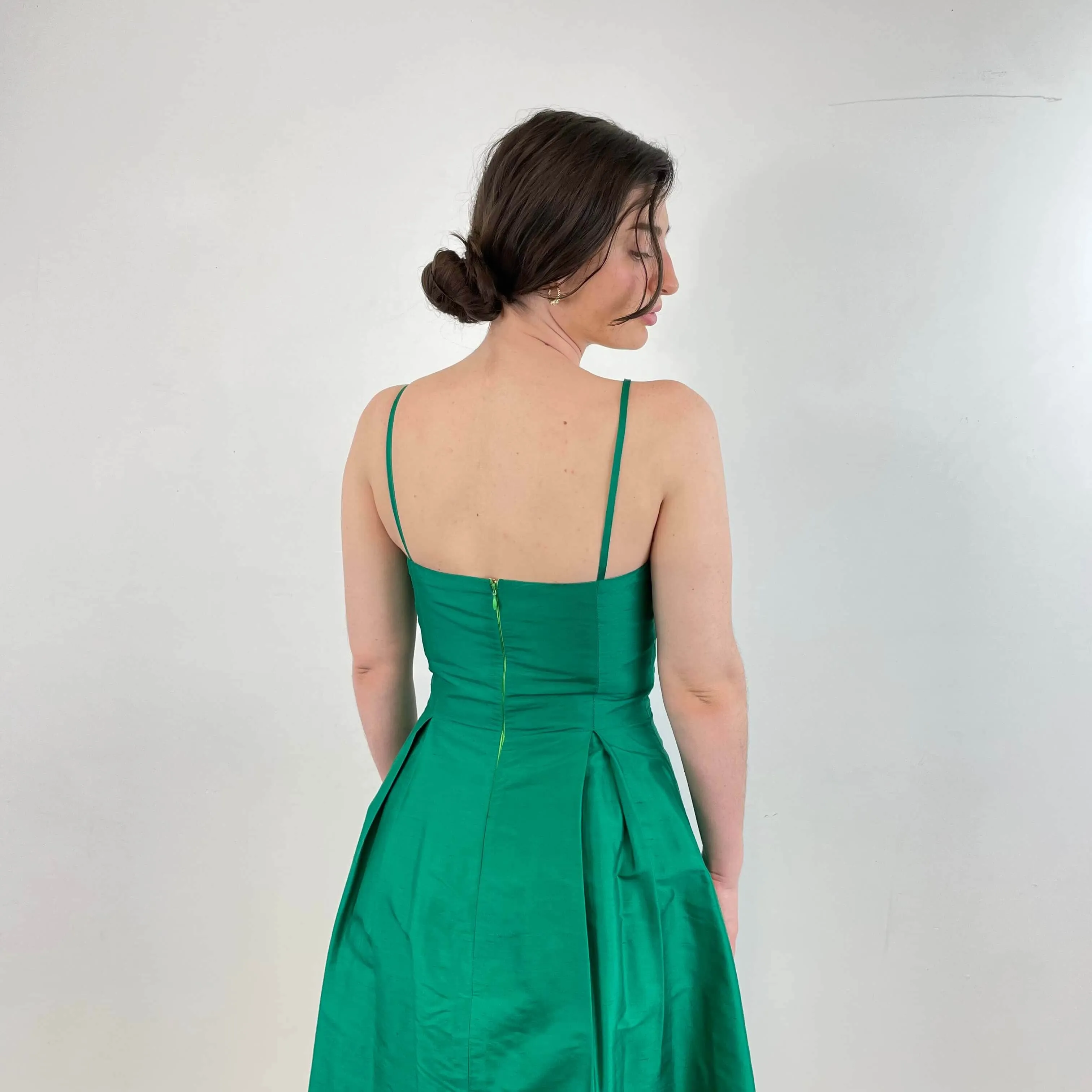 Emerald Green Silk Cocktail Dress Small / Medium