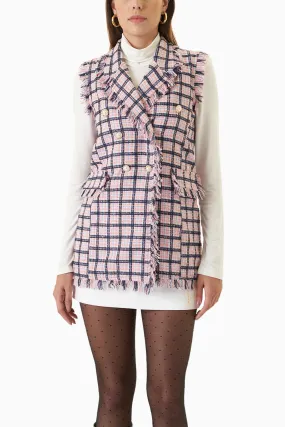 Flamingo Pink Tweed Gilet Tweed