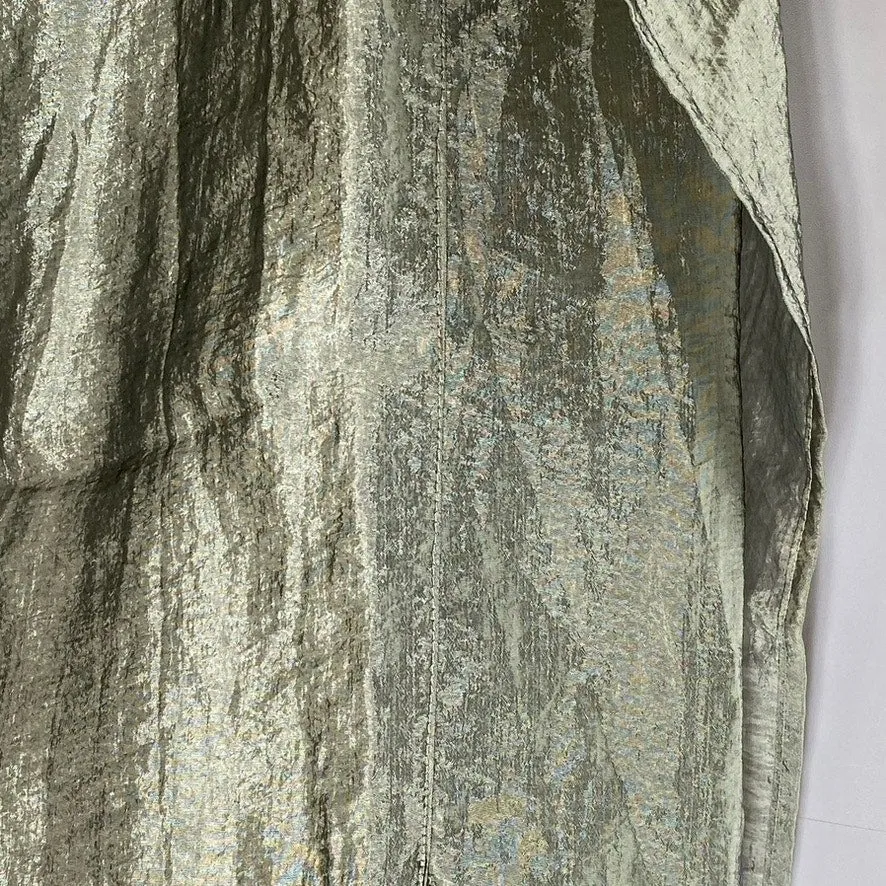 FREE PEOPLE Women's Gray Satin Tie Wrap Side-Zip Midi Lightweight Skirt SZ 9