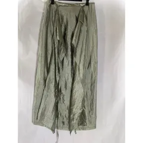 FREE PEOPLE Women's Gray Satin Tie Wrap Side-Zip Midi Lightweight Skirt SZ 9