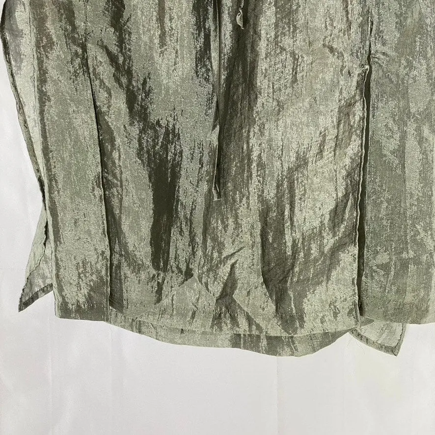 FREE PEOPLE Women's Gray Satin Tie Wrap Side-Zip Midi Lightweight Skirt SZ 9