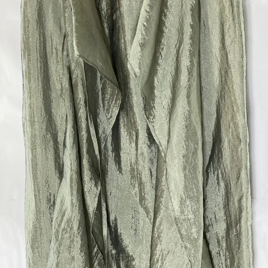 FREE PEOPLE Women's Gray Satin Tie Wrap Side-Zip Midi Lightweight Skirt SZ 9