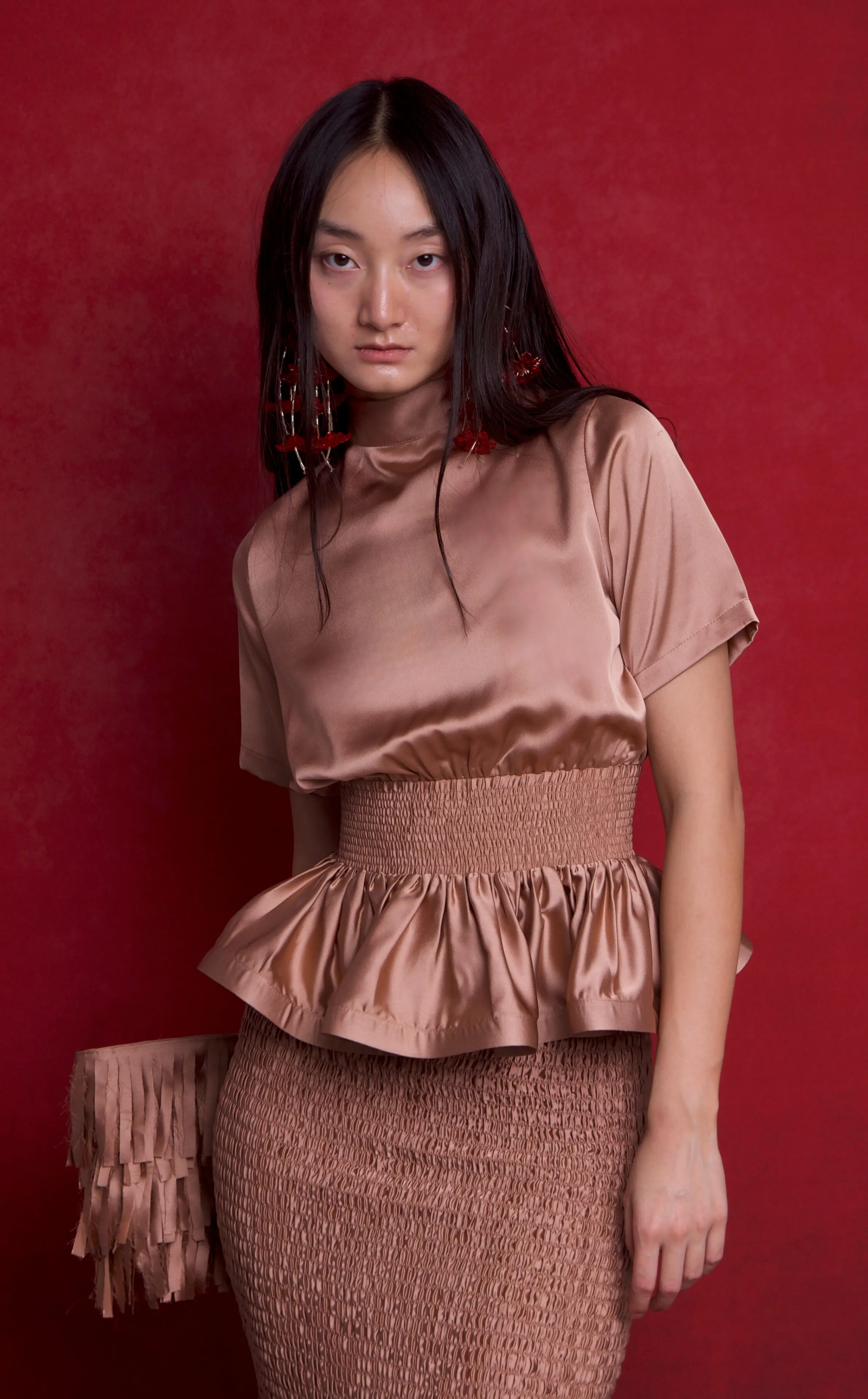 GAMBIA TOP - LATTE SATIN