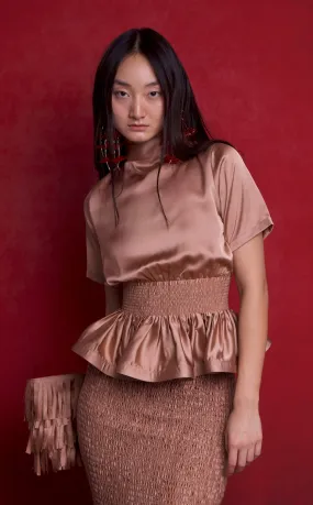 GAMBIA TOP - LATTE SATIN