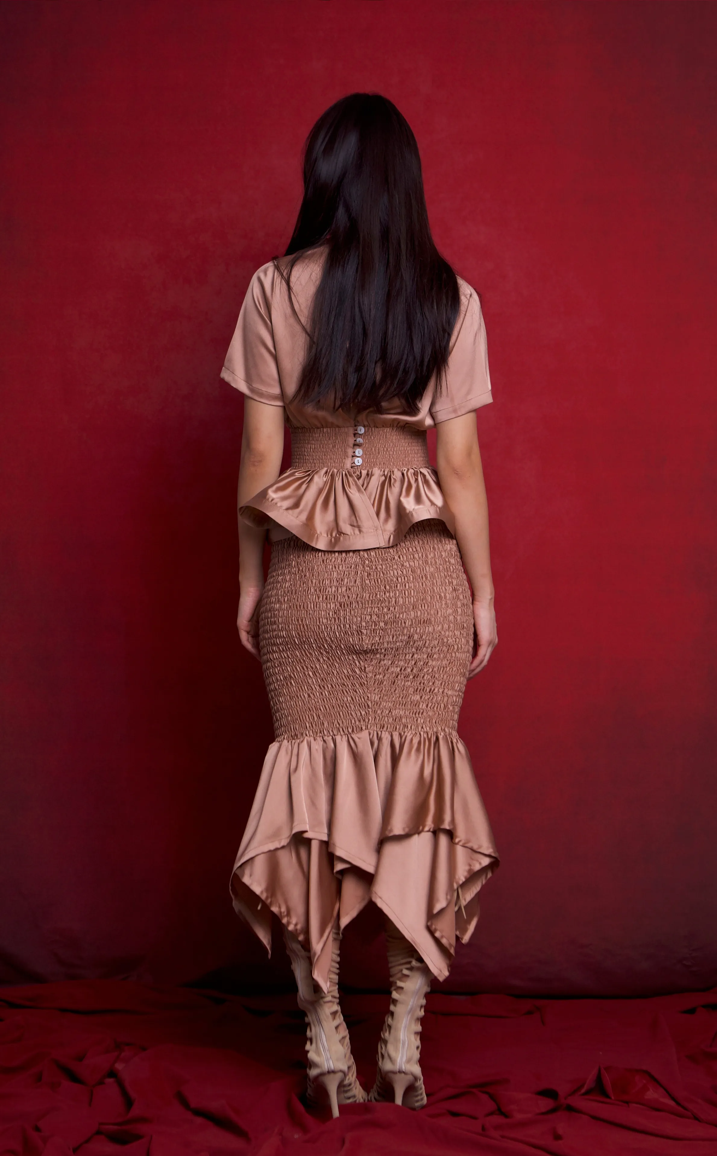 GAMBIA TOP - LATTE SATIN