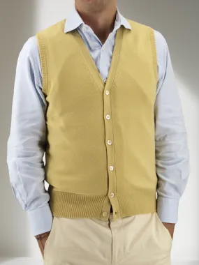 GILET BOTTONI GIALLO 100% CASHMERE