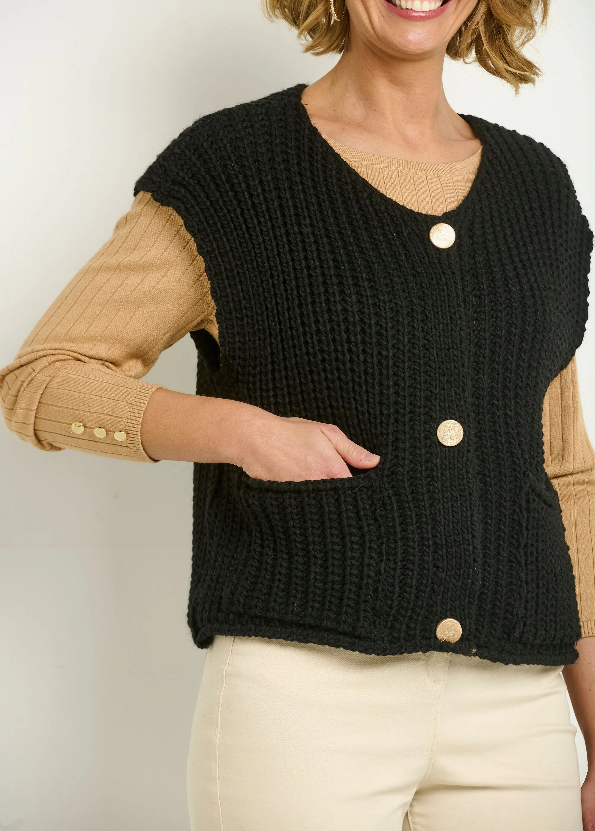 Gilet sans manches maille grosse jauge