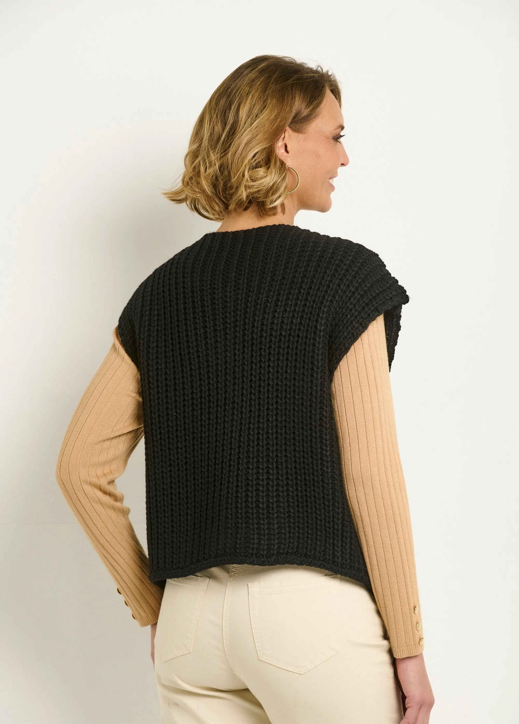 Gilet sans manches maille grosse jauge