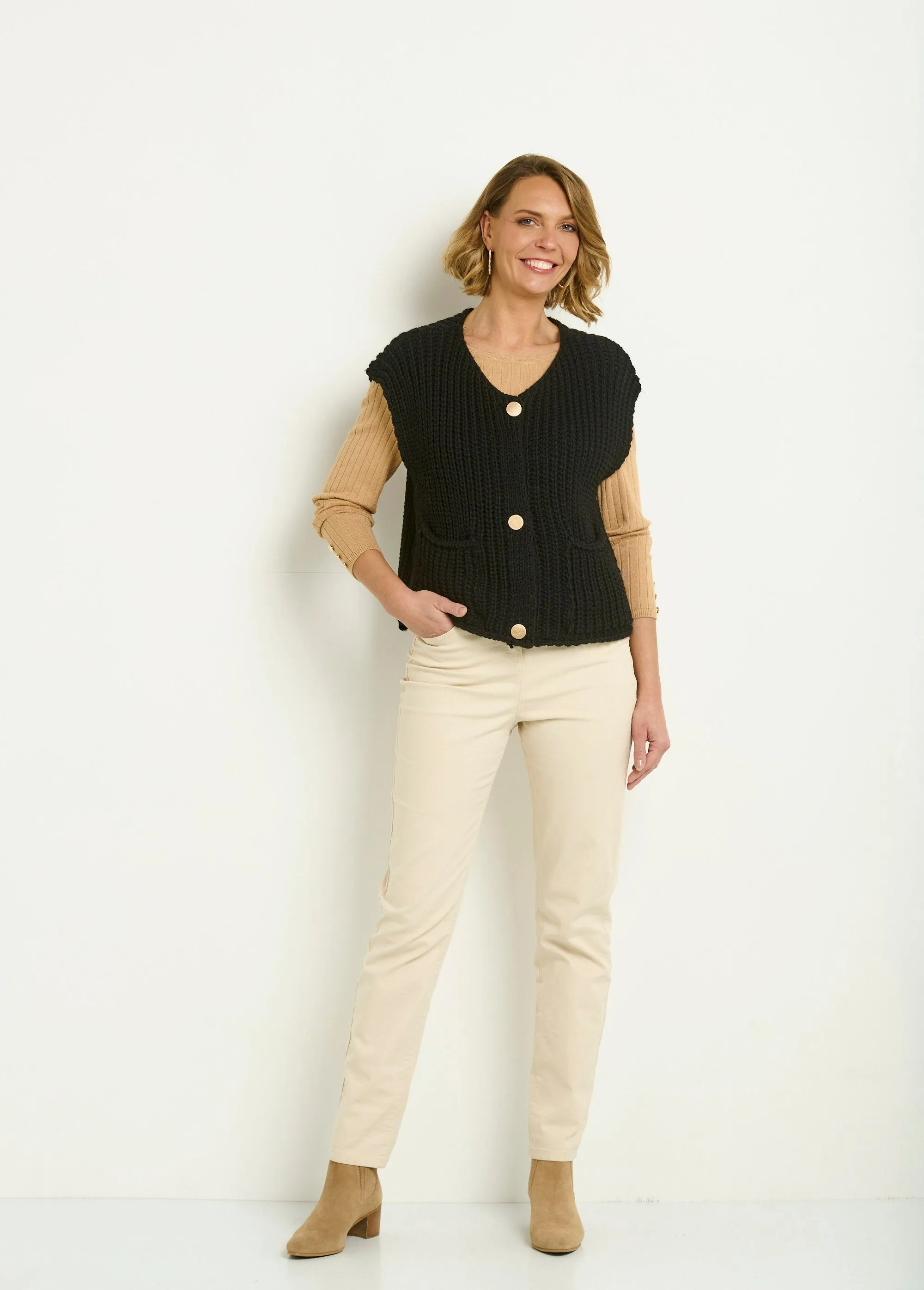 Gilet sans manches maille grosse jauge