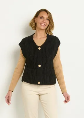 Gilet sans manches maille grosse jauge