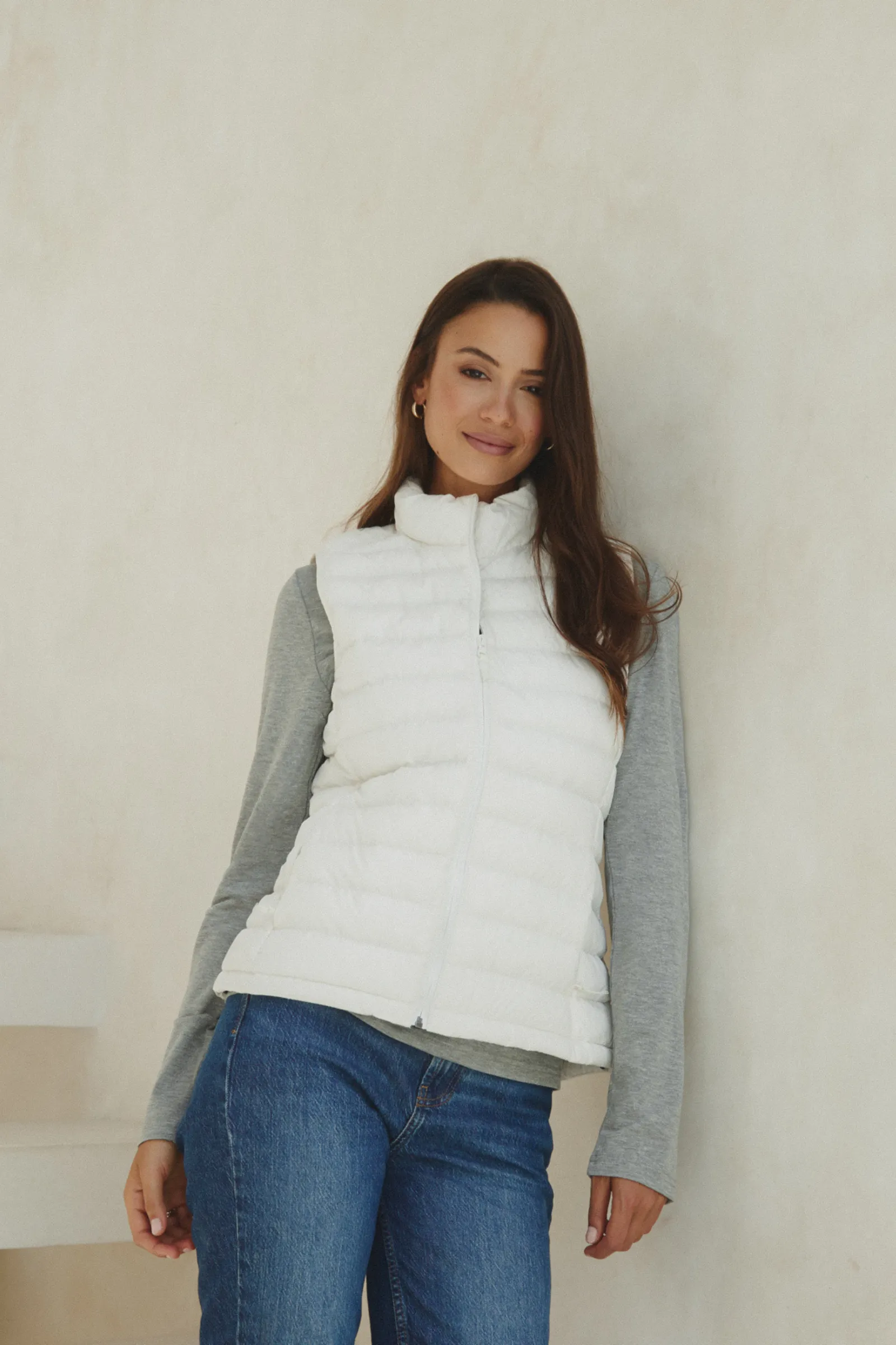 Glacial Gilet (Neck Lotus Embroidery)