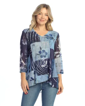 Hana Crepe Mesh Criss Cross Layer Hem Top