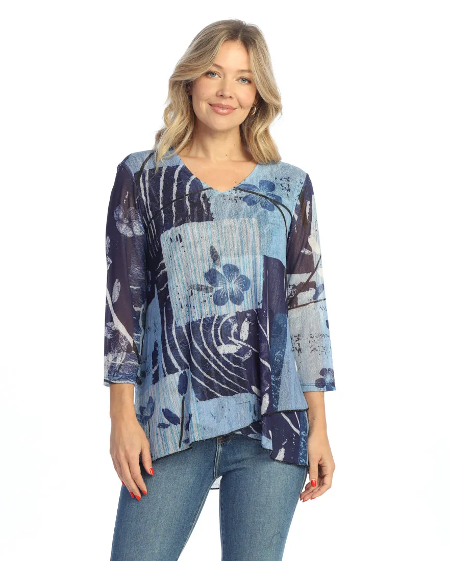 Hana Crepe Mesh Criss Cross Layer Hem Top