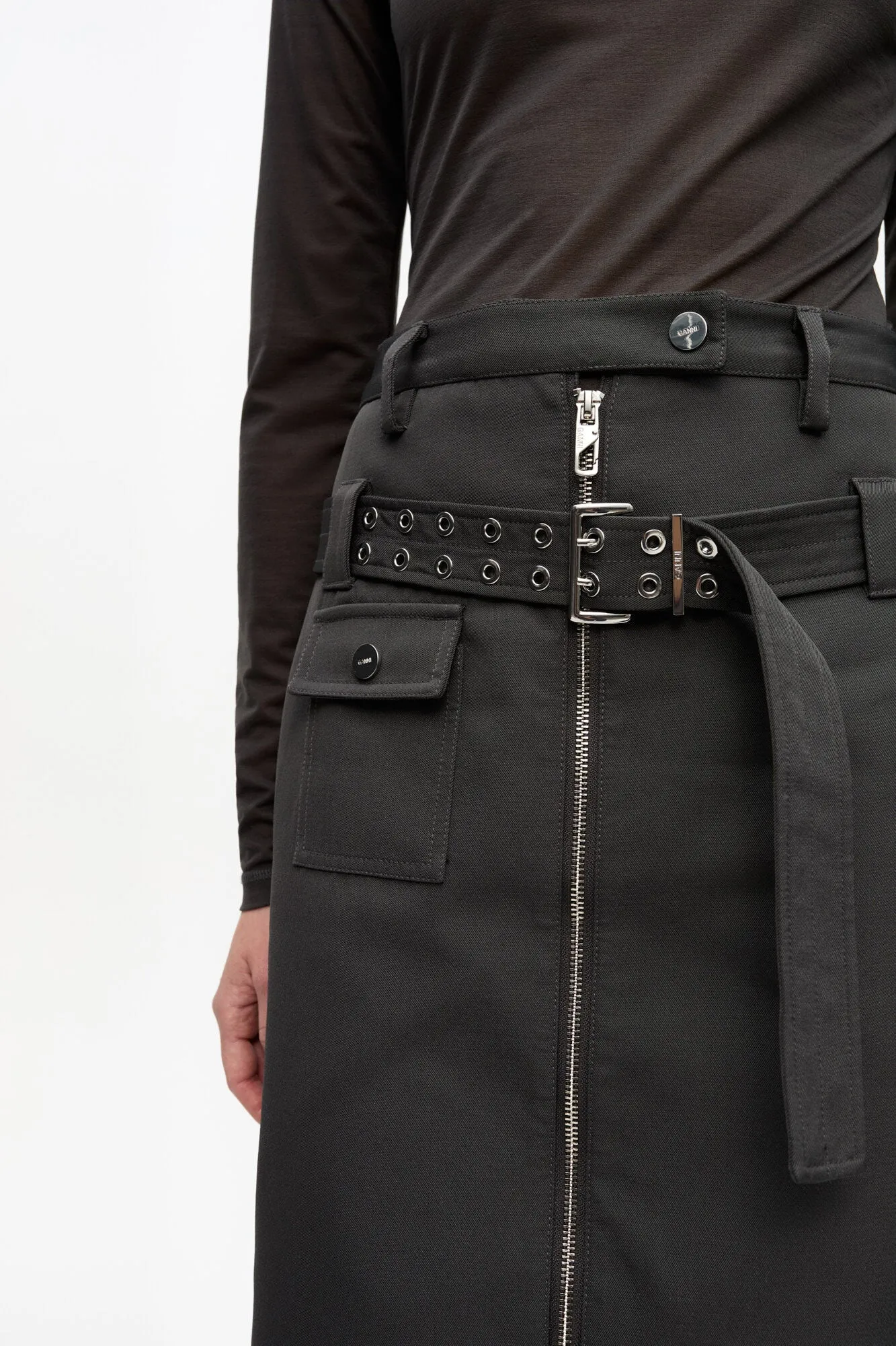 Heavy Twill Midi Skirt