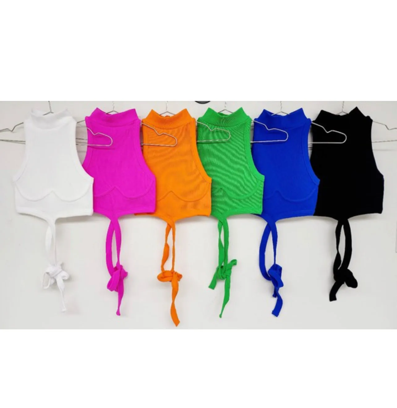 High Neck Rib Crop Tank