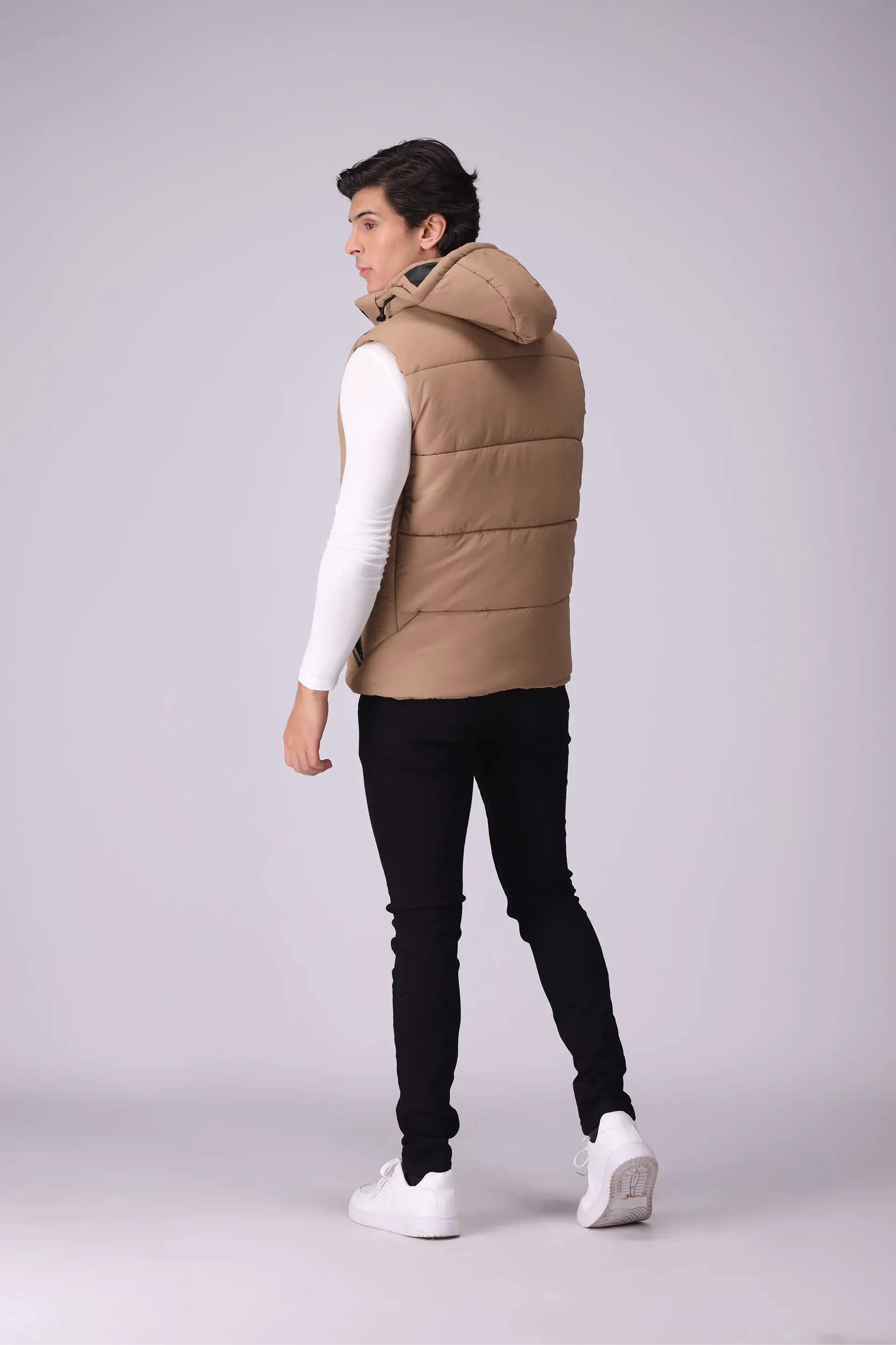 Hooded Gilet With Contrast Zippers