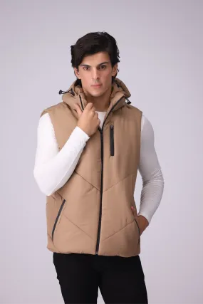 Hooded Gilet With Contrast Zippers