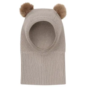 Huttelihut Camel Melange Balaclava Windstop W. Pompoms