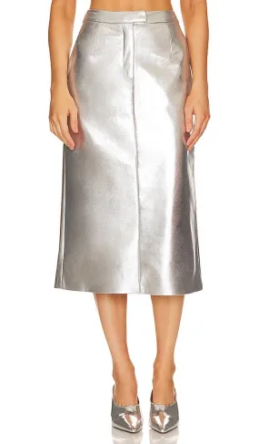 Jakke Oakland Midi Skirt in Metallic Silver