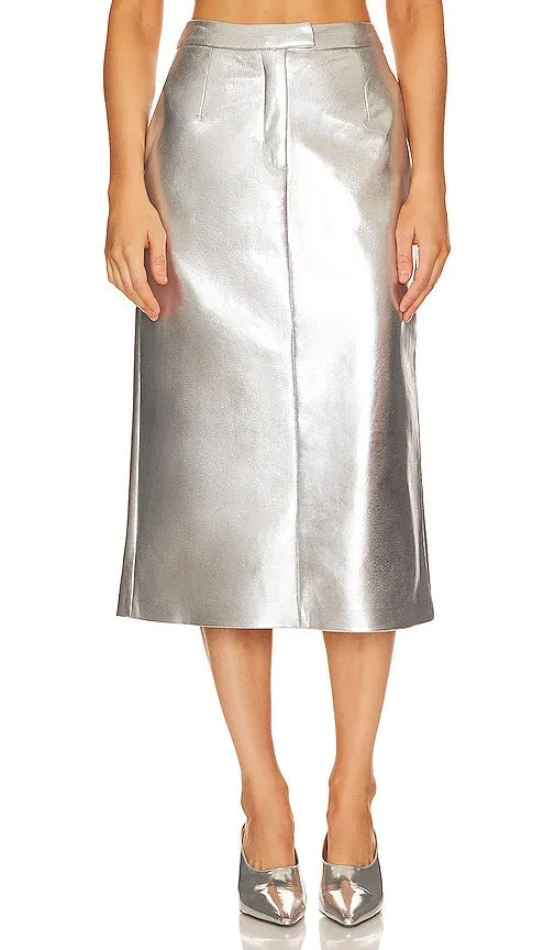 Jakke Oakland Midi Skirt in Metallic Silver