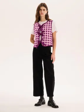 Jojo Quilted Gilet in Pink Gingham