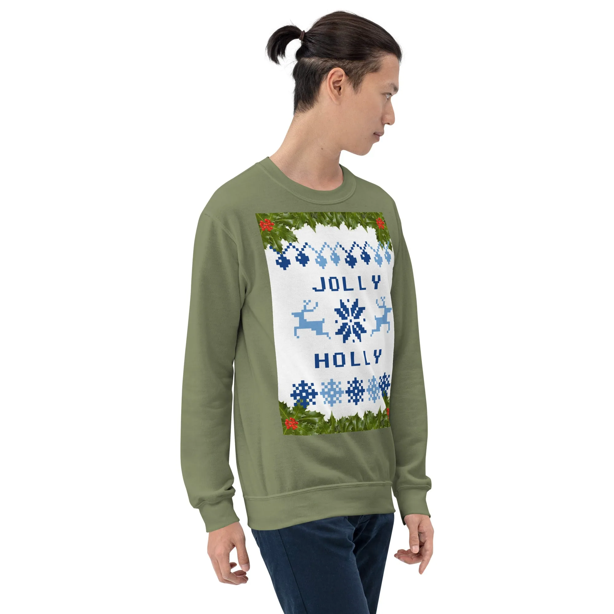 Jolly Holly Sweatshirt Christmas (Glamourange Christmas Sweatshirt Men)