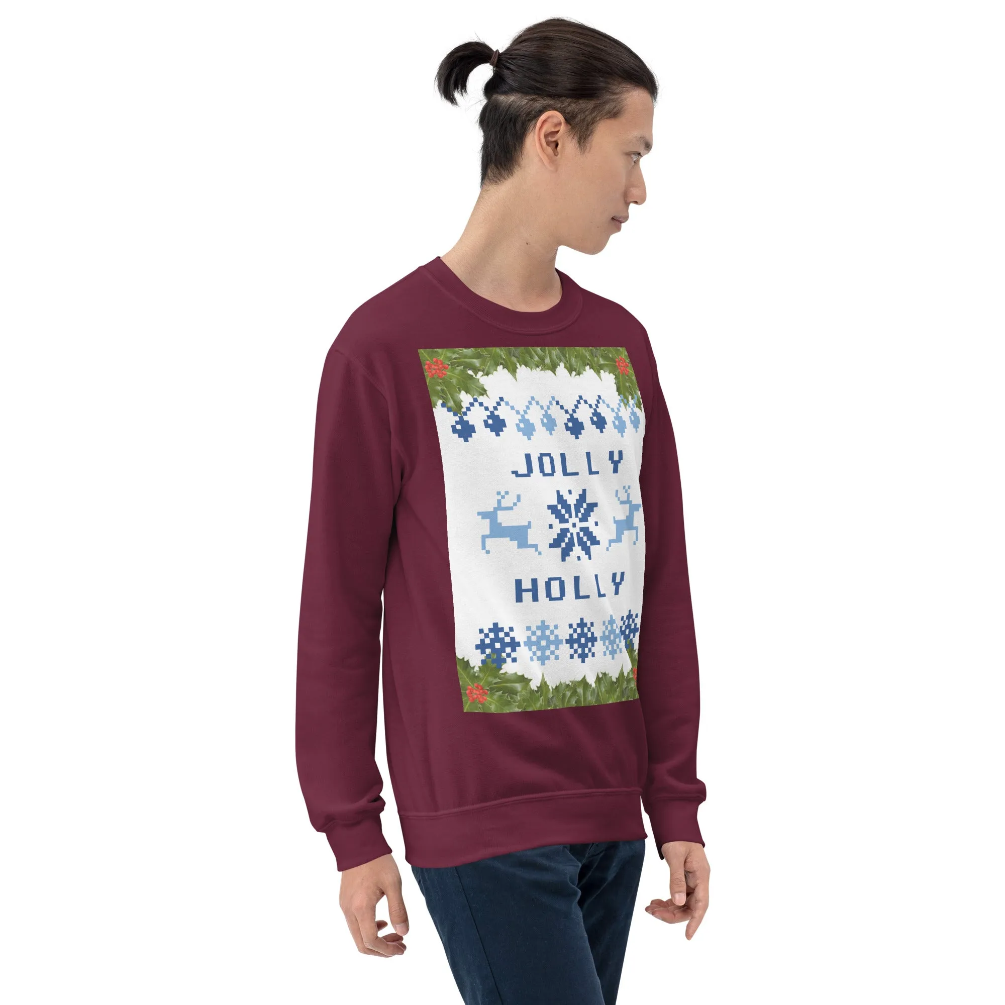 Jolly Holly Sweatshirt Christmas (Glamourange Christmas Sweatshirt Men)