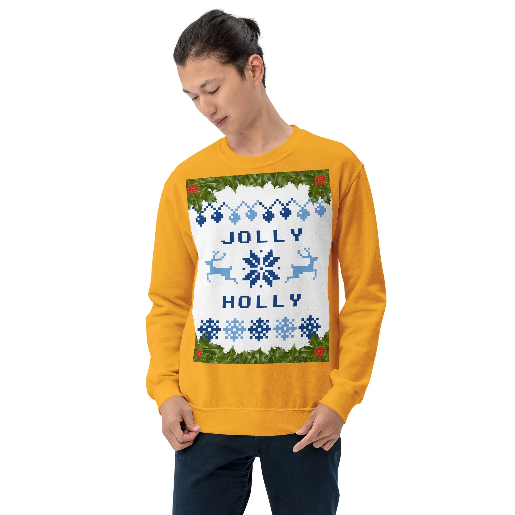 Jolly Holly Sweatshirt Christmas (Glamourange Christmas Sweatshirt Men)