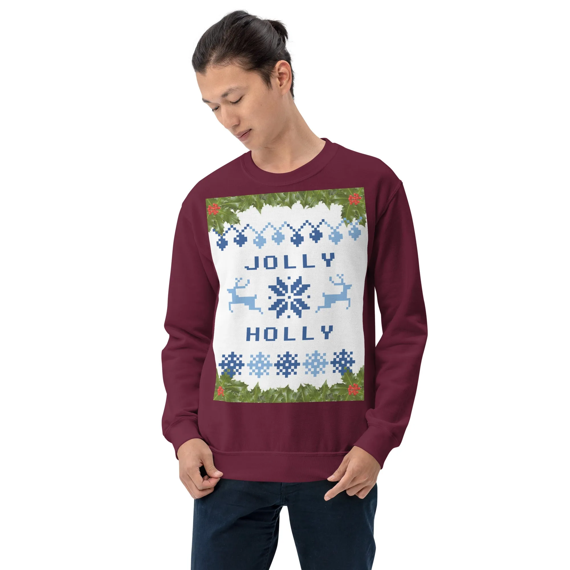 Jolly Holly Sweatshirt Christmas (Glamourange Christmas Sweatshirt Men)