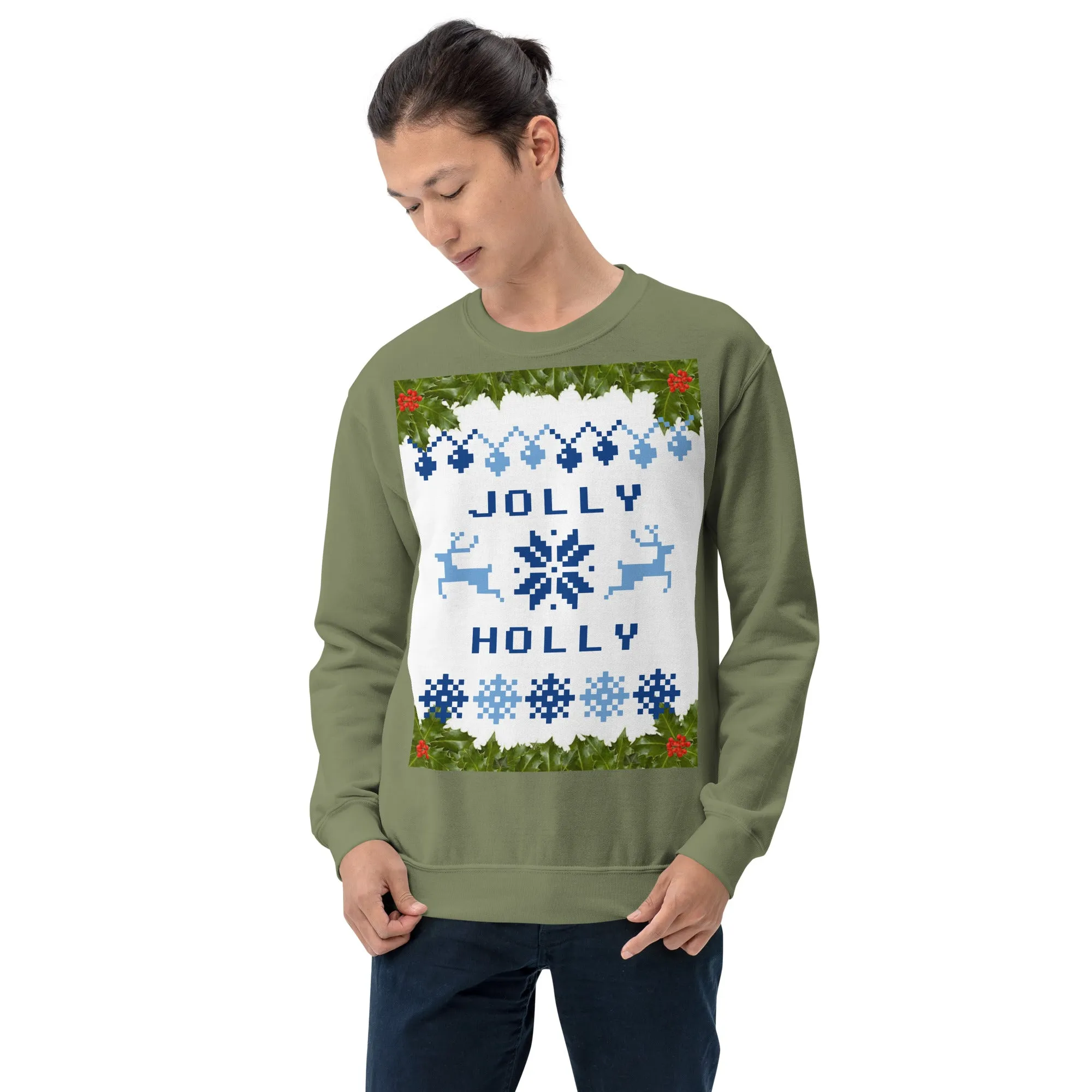 Jolly Holly Sweatshirt Christmas (Glamourange Christmas Sweatshirt Men)