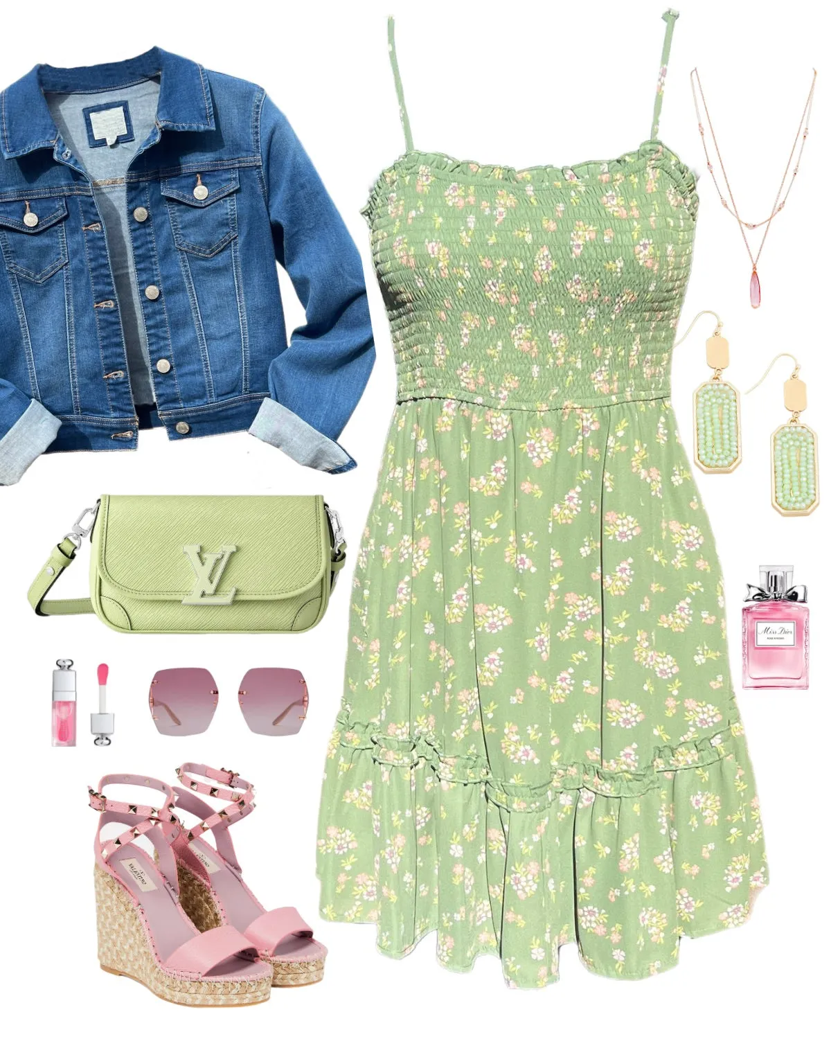 Keep It Easy Floral Print Dress - Sage